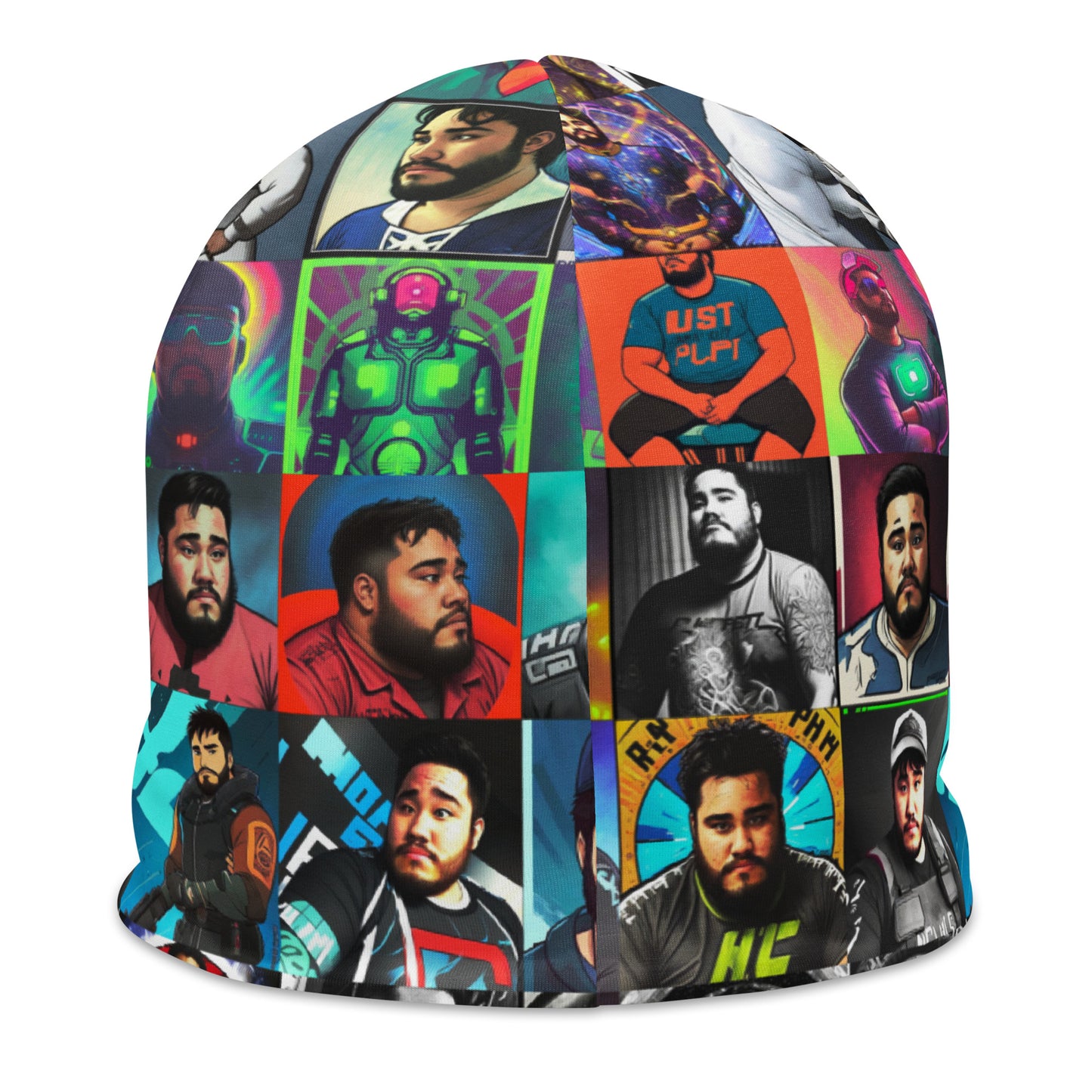 John HATES Selfies AI All-Over Print Beanie