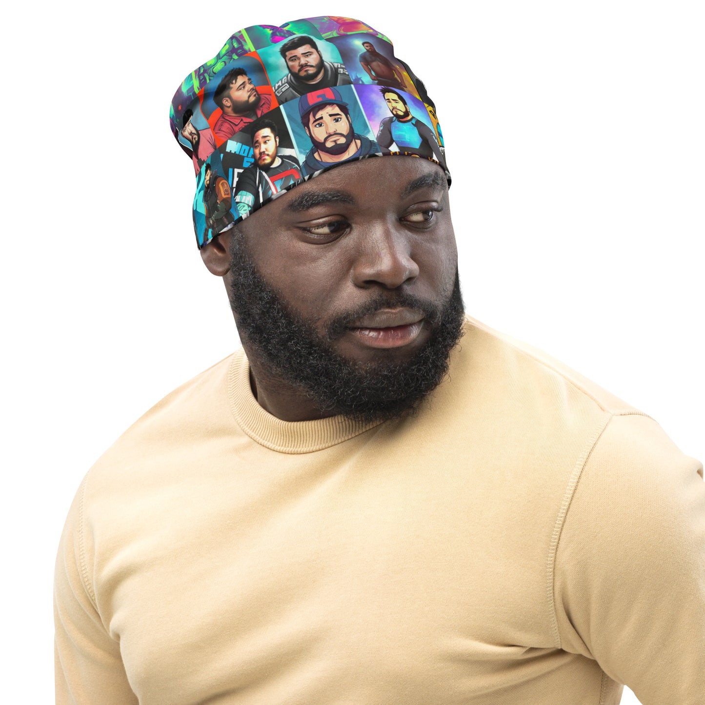 John HATES Selfies AI All-Over Print Beanie