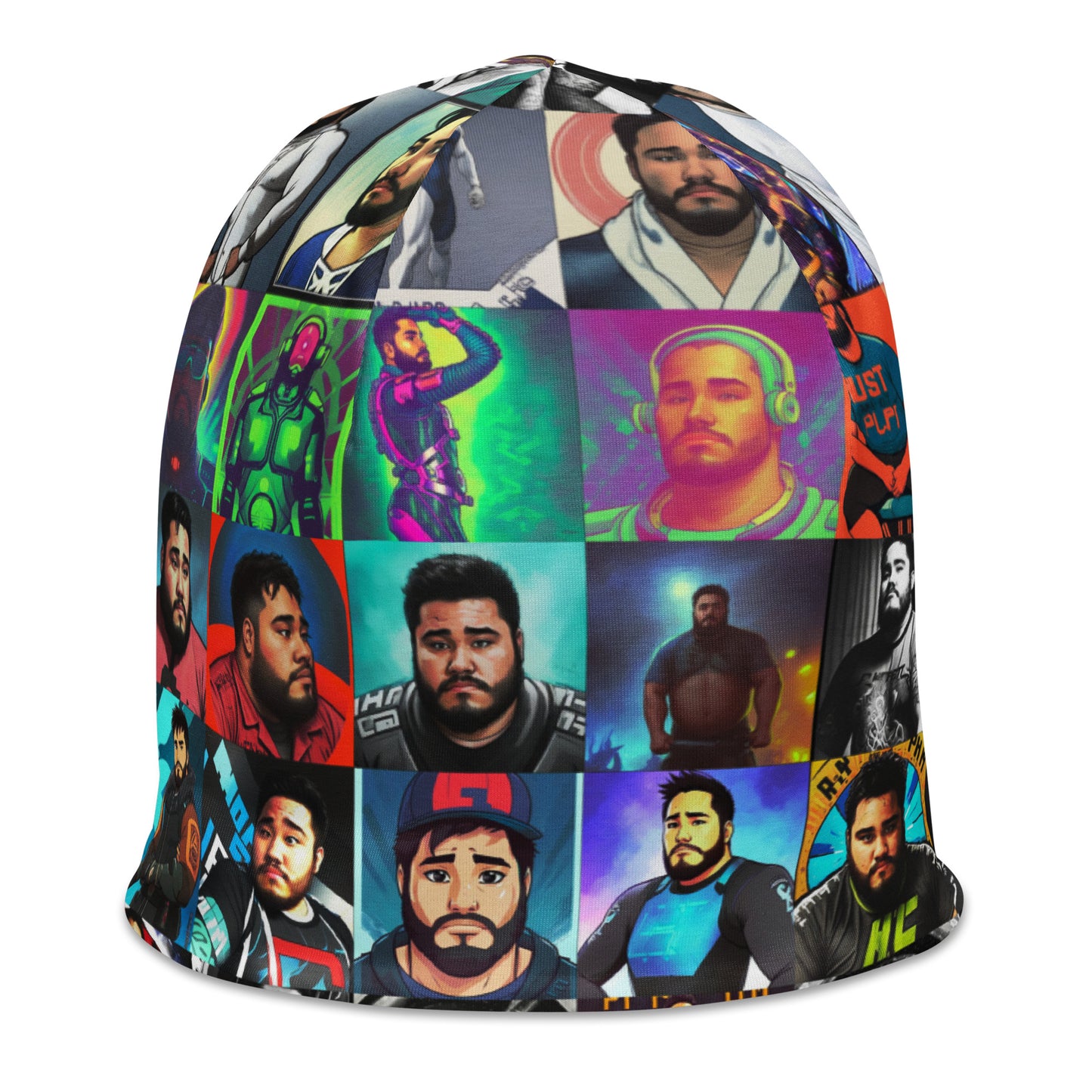 John HATES Selfies AI All-Over Print Beanie