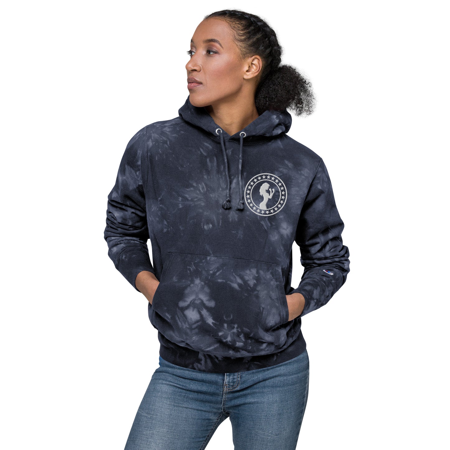 Unisex Fight Chix + Champion tie-dye hoodie