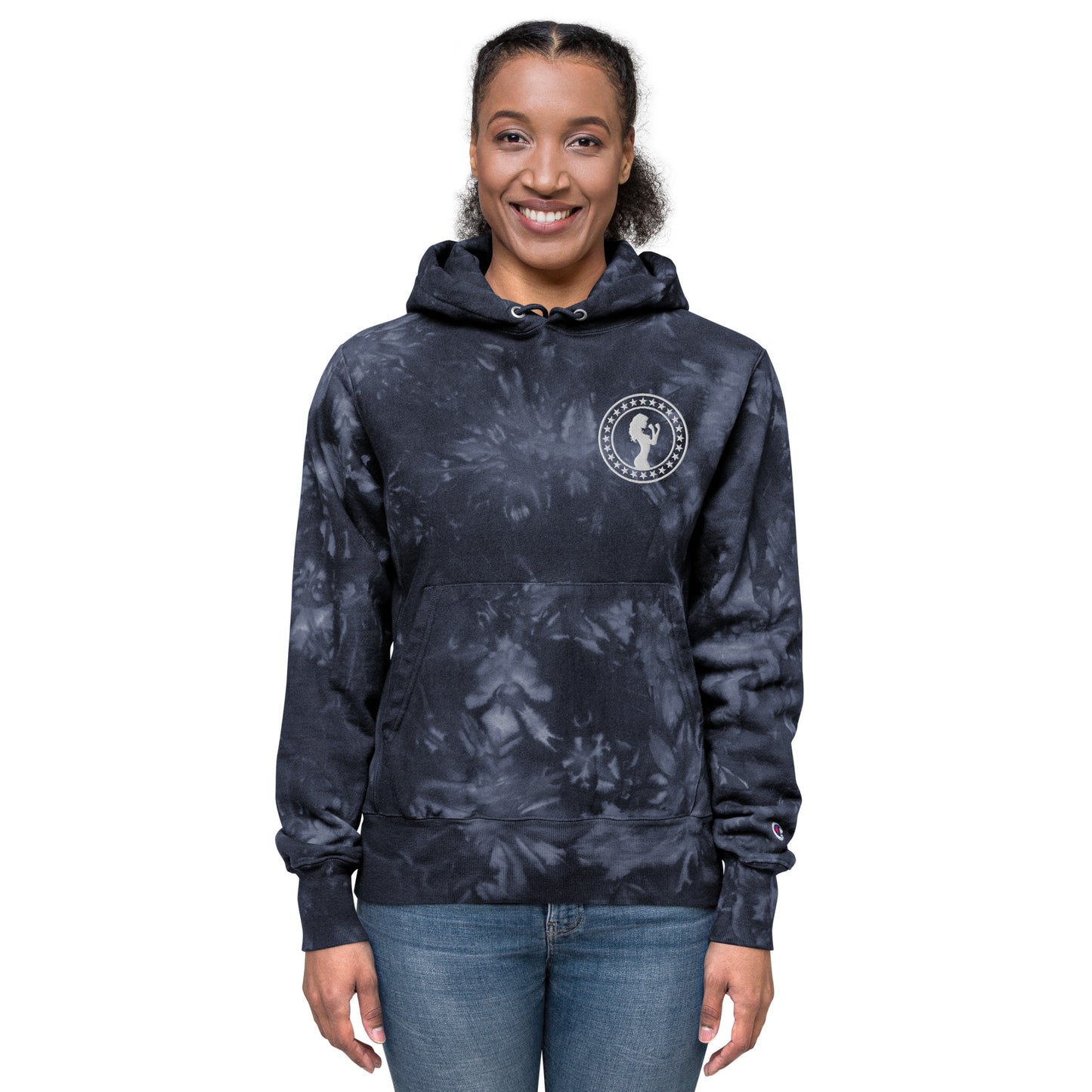 Unisex Fight Chix + Champion tie-dye hoodie