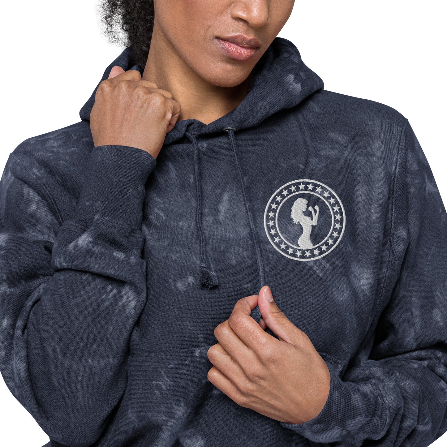 Unisex Fight Chix + Champion tie-dye hoodie