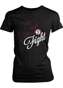 Live Laugh Love Fight women's t-shirt (black)